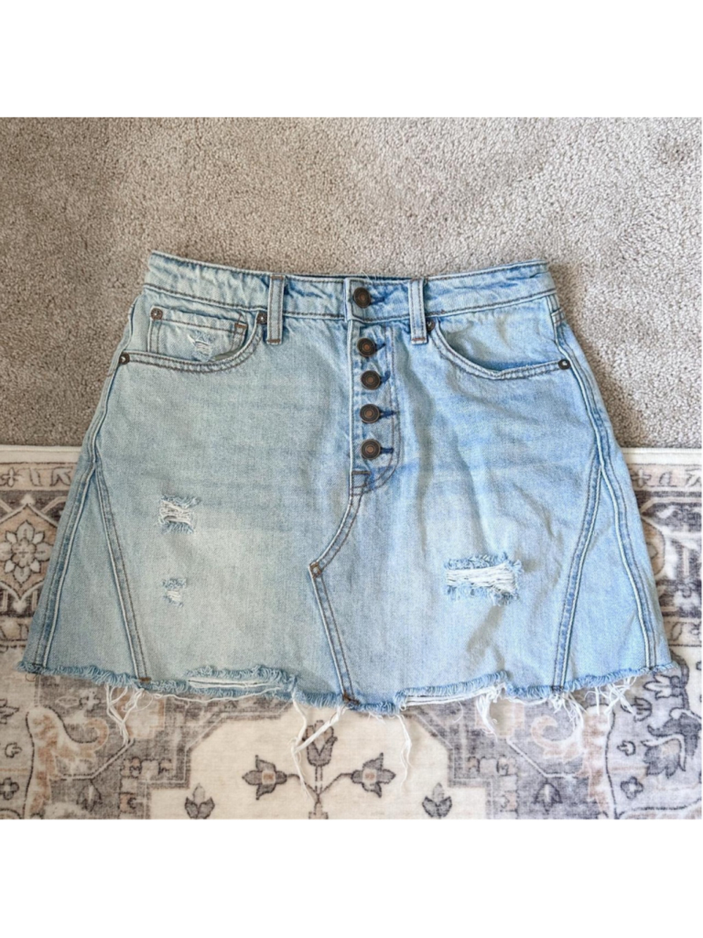 We The Free blue denim mini skirt